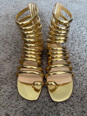 Christian Louboutin Gold Gladiator Sandals - Women